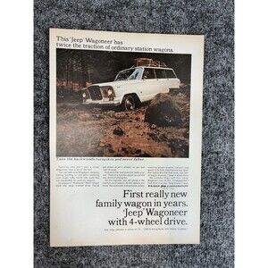 Vintage 1960s Jeep Wagoneer 4x4 Station Wagon Print Ad Kaiser Toledo Ohio Print